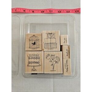 Stampin Up Happy Moments Retired Wooden Stamp Set Of 7 New